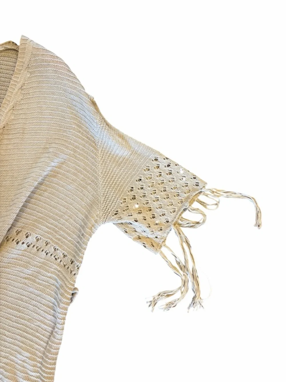 DAVI & DANI NWT Beige Fringe Duster Cardigan - Picture 7 of 10
